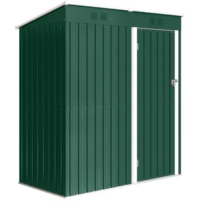 Outsunny Adăpost de Grădină Exterior 1,37 m² 163x90x179 cm cu Ușă cu Încuietoare și Fante de Ventilație Verde | Aosom Romania