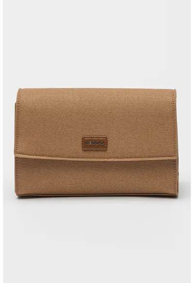 Geanta crossbody de piele ecologica cu clapa - Maro camel