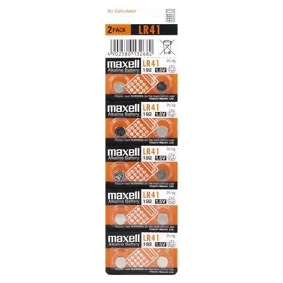 Set Baterii Alcaline Tip Buton LR41, Maxell, 1.5 V, 10 Bucati