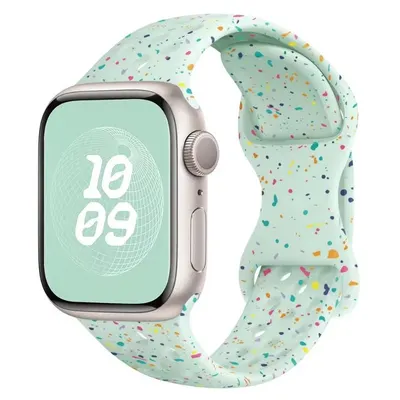Curea Perforata cu Picaturi Colorate, Sport, Compatibila Apple Watch, Silicon, Menta - 38/40/41 mm Engros
