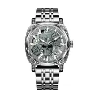 Ceas automat GLENAW Skull Series pentru bărbați, design schelet craniu, luxury fashion, brățară oțel sau curea piele, rezistent la apă 3ATM