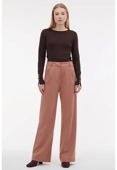 Pantaloni eleganti cu buzunare oblice - Maro deschis