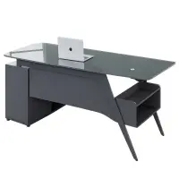 Birou Managerial Eclipse cu blat din sticla temperata și corp lateral – dimensiuni 2000×800×750 mm