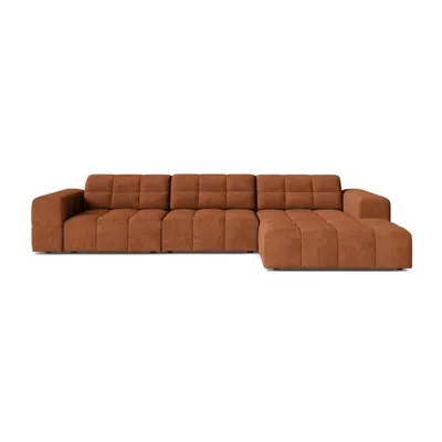 Colțar teracotă cu tapițerie din chenille (cu colț pe partea dreaptă/cu șezlong) Chicago – Cosmopolitan Design