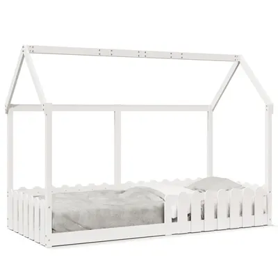 Gossi cadru pat tip casa pentru copii alb 90x200 cm lemn masiv de pin
