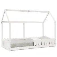 Gossi cadru pat tip casa pentru copii alb 90x200 cm lemn masiv de pin
