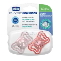 Suzete din silicon pentru copii 6-16 luni PhysioForma Light Glow Roz, 2 bucati, Chicco