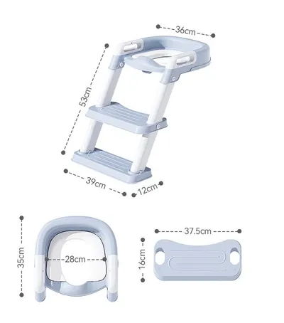 Reductor toaleta pentru copii, Little Mom Kids Steps Green pliabil cu scara, inaltime reglabila in 2 pozitii, suprafata antiderapanda si colac moale