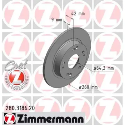 Disc frana ZIMMERMANN 280.3186.20