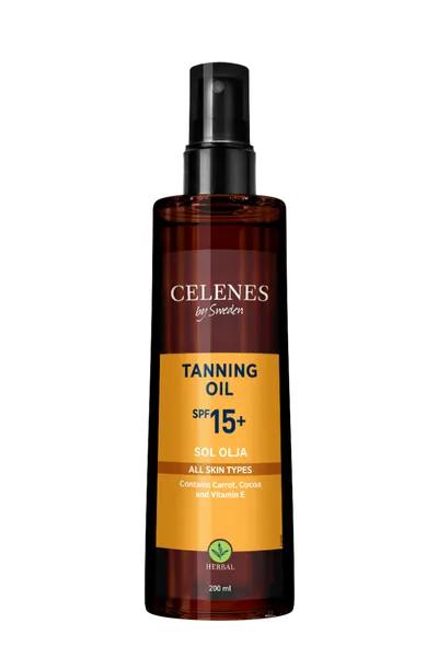Ulei pentru bronzare cu protectie solara Herbal SPF15, 200ml, Celenes
