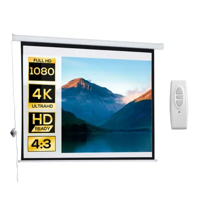 HOMCOM Ecran Proiecție Motorizat 84 Inch pentru Home Cinema, Sistem de Rulare Automat, Ideal pentru Filme și Prezentări, Alb | Aosom Romania