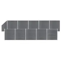 vidaXL Set gard din WPC, 10 buc. pătrate + 1 oblică, 1830x186 cm, gri