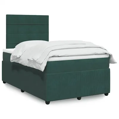 Gossi pat box spring cu saltea, verde inchis, 120x200 cm, catifea