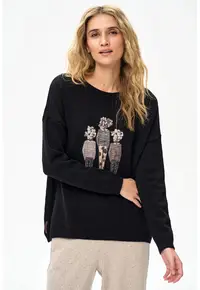 Pulover negru cu aplicatii Pax