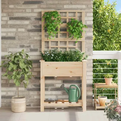 vidaXL Vază pentru Grădină Bej 71 x 38 x 152 cm Lemn de Brad Solid