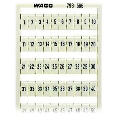 WMB marking card; as card; MARKED; 1 ... 50 (2x); not stretchable; Horizontal marking; snap-on type; white