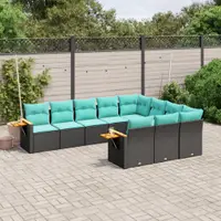 Gossi set canapele de gradina cu perne, 10 piese, negru, poliratan
