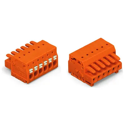 1-conductor female plug; 100% protected against mismating; push-button; 1.5 mm²; Pin spacing 3.81 mm; 8-pole; 1,50 mm²; orange