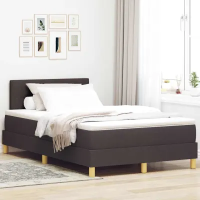 vidaXL Pat cu arcuri cu pernă Manual Maro închis 120 x 190 cm țesătură