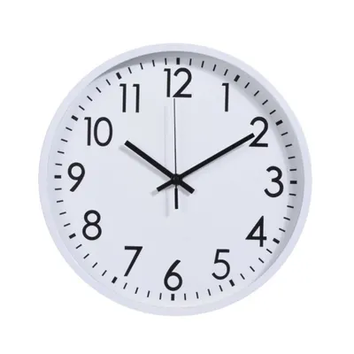 Ceas de perete alb cu cifre negre, 30 cm, design modern