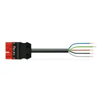 pre-assembled connecting cable; Eca; Plug/open-ended; 5-pole; Cod. P; H05VV-F 5G 1.5 mm²; 2 m; 1,50 mm²; red