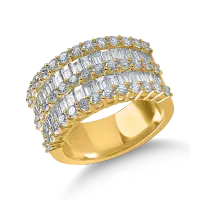 Inel din aur galben cu diamante microsetting baguette si rotunde de 2.6ct