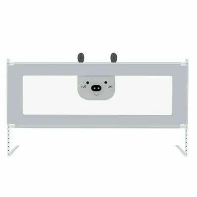 Bariera protectie pat, Primabobo, Bears, XXL, Culisanta, Cu inaltime reglabila 68-98 cm, 140 cm, Gri