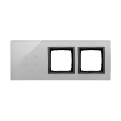 Panou Touch 3 module, modul 1:4 comenzi touch, module 2 si 3: spatii pentru module antracit Simon 54, sticla cenusie