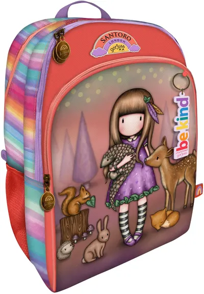 Ghiozdan școlar școlar clasic Santoro Gorjuss - Be Kind To All Creatures, 3 compartimente