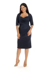 Rochie pliuri DT22R45 bleumarin metalizat, Dress to Impress | marimea 36