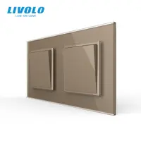 Intrerupator mecanic simplu + simplu, cap / cruce, cu rama sticla Auriu