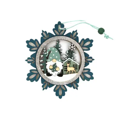 Ornament brad Fulg cu pitic 11x11 cm