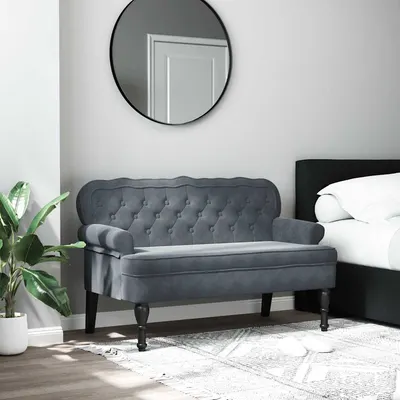 vidaXL Banchetă cu spătar, gri închis, 119,5x64,5x75 cm, catifea