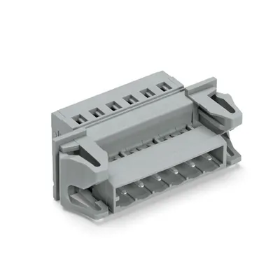 1-conductor male connector; Snap-in flange; 2.5 mm²; Pin spacing 5 mm; 11-pole; 2,50 mm²; gray
