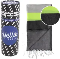 Prosop din bumbac într-o cutie Hello Towels - Neon, 100 x 180 cm, verde-negru