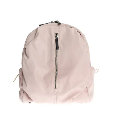 Rucsac bej din material textil cu buzunar frontal