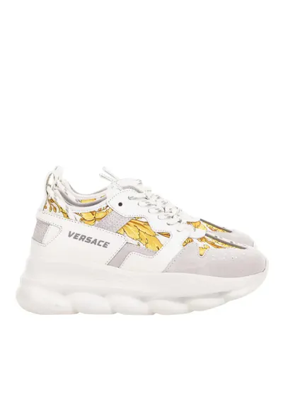 Sneakers barbati - Chain Reaction V2 Barocco Print - Alb/Auriu