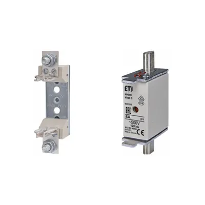 Pachet Protectie Circuit Electric: Soclu Siguranta Fuzibila NH00/NH000 1P (M8), Siguranta Fuzibila NH000 gG 6A 500V
