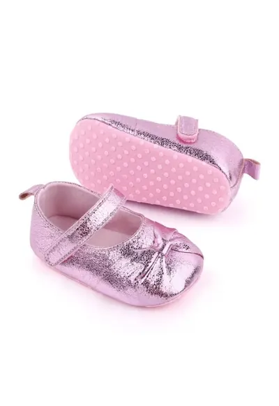 Pantofi Metalic - Cu Fundita - Casual - Textil - Fete - Velcro - Roz - Roz