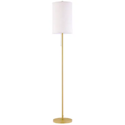 HOMCOM Lampadar cu Abajur din In și Dulie E27, In și Oțel, 25,5x25,5x157 cm, Auriu | Aosom Romania