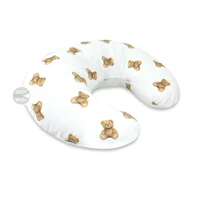 Perna pentru alaptat, Qmini, Din bumbac certificat Oeko Tex Standard 100, Cu husa detasabila, Cu fermoar securizat, Circumferinta 155 cm, Teddy Toys