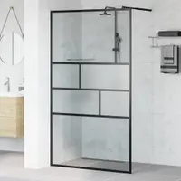 vidaXL Zid de duș walk-in Negru 115 x 195 x 0,5 cm Sticlă și Aluminiu