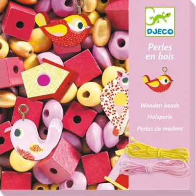 Set creativ Djeco - Creaza bijuterii cu pasari, 450 de margele