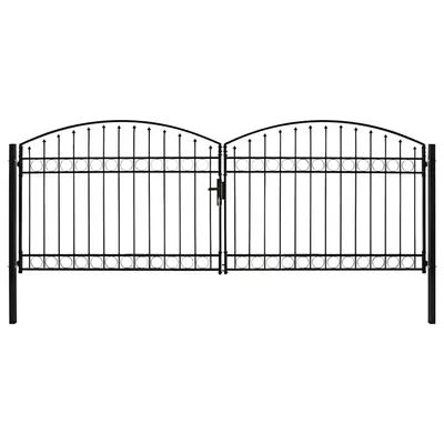 vidaXL Poartă de gard ASSEN Ușă dublă cu blat arcuit din oțel 400x150 cm