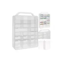 Cutie depozitare masinute pentru copii, 46 compartimente, cleme prindere, 33x25x8,5 cm, transparent