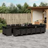 Gossi set mobilier de gradina cu perne, 17 piese, negru, poliratan