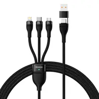 Cablu Incarcare USB-A / USB-C - Lightning / microUSB / USB-C Baseus Flash Series II 3in1, 100W, 1.2m, Negru CASS030101