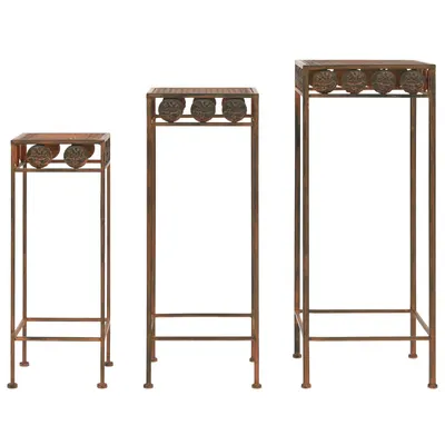 Gossi set suport plante, 3 buc., ruginiu, metal, stil vintage