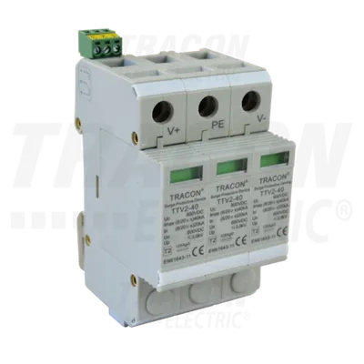 Descarcator de suprat.,DC,pentru sisteme PV,clasa 2, 3 mod TTV2-40-DC-600 600 VDC, 20/40 kA (8/20 us), 2P