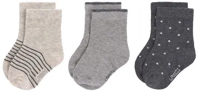 Șosete pentru bebeluși Lassig - Cosy Leg Wear, 3 bucăți, 12-14 cm, Gri